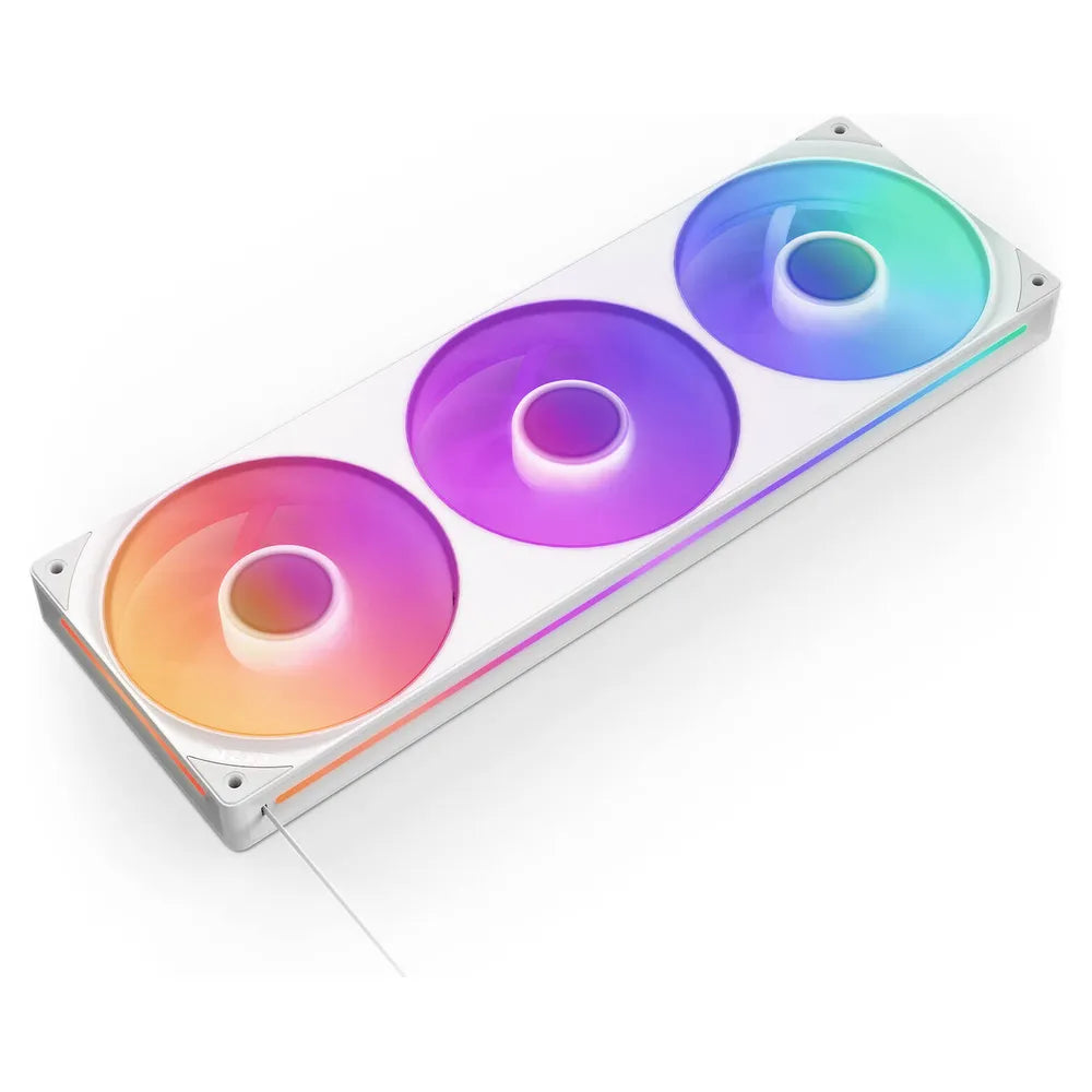 NZXT F360 RGB Core Single-Frame RGB Fan Unit, 3 x Fans, Fluid Dynamic Bearing, 360mm Frame Size, 2400 rpm Fan Speed, Addressable RGB LED Lighting, White, 1 Year Warranty | RF-U36HF-W1