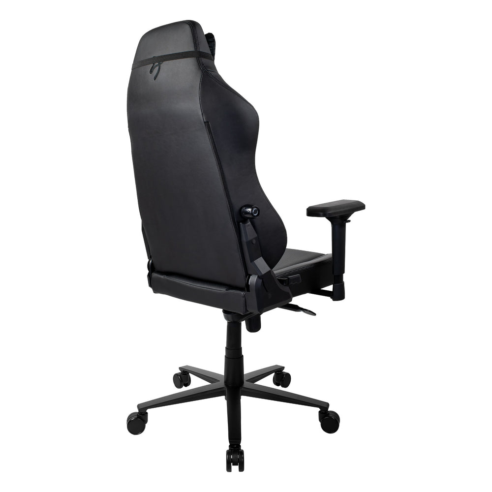Arozzi PRIMO PU Gaming Chair, Class 4 Gas Lift Cylinder, Metal Frame, Aluminum Base, Premium Leather, Recline/Height/Armrest/Lumbar Adjustable, Velour Neck Pillow, 145kg Max Load Rating, Black, 1 Year Warranty | PRIMO-PU-BK