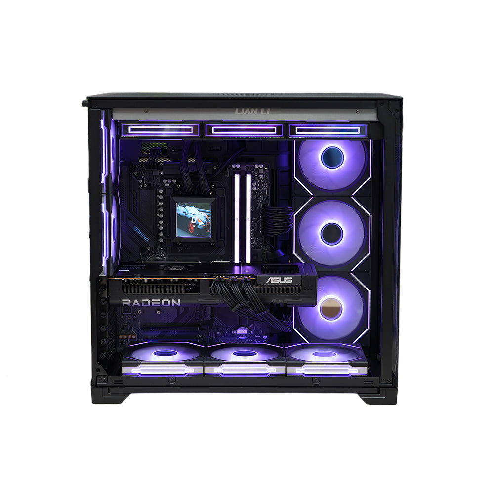 Pre-Built Lian Li O11 Vision Tower Gaming PC, AMD Ryzen 7 9800X3D Processor, 32GB RAM, 4TB SSD, 16GB Asus RTX 9070XT Prime OC, DOS, 1 Year Warranty | Lian-Li-R7-RX9070XT