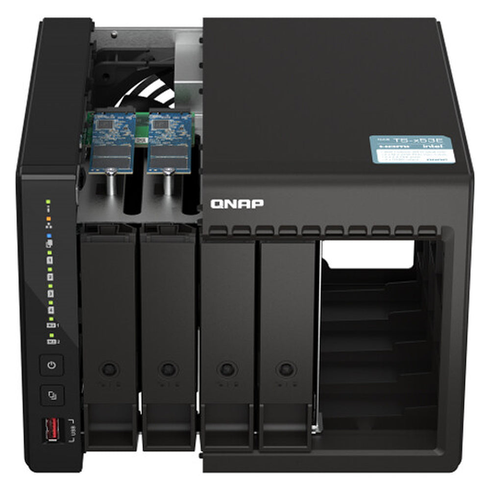 QNAP TS-453E 4-Bay Tower NAS Box, Intel Celeron J6412 Processor, 8GB DDR4 RAM, 2x 2.5GbE Ports, Dual M.2 NVMe Slots, 1 Year Warranty | TS-453E-8G