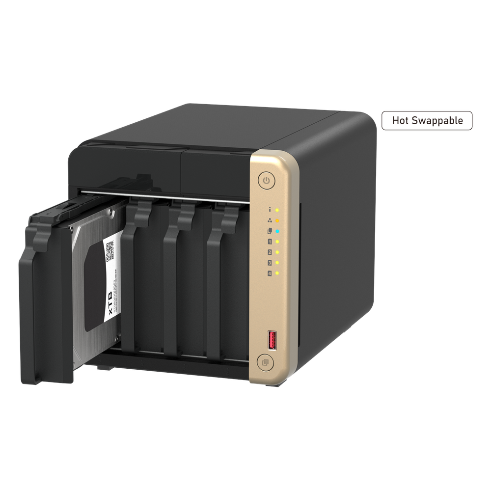 QNAP TS-464 4-Bay Tower NAS Box, Intel Celeron N5095 Processor, 8GB DDR4 RAM, 2x 2.5GbE Ports, Dual M.2 NVMe Slots, 1 Year Warranty | TS-464-8G