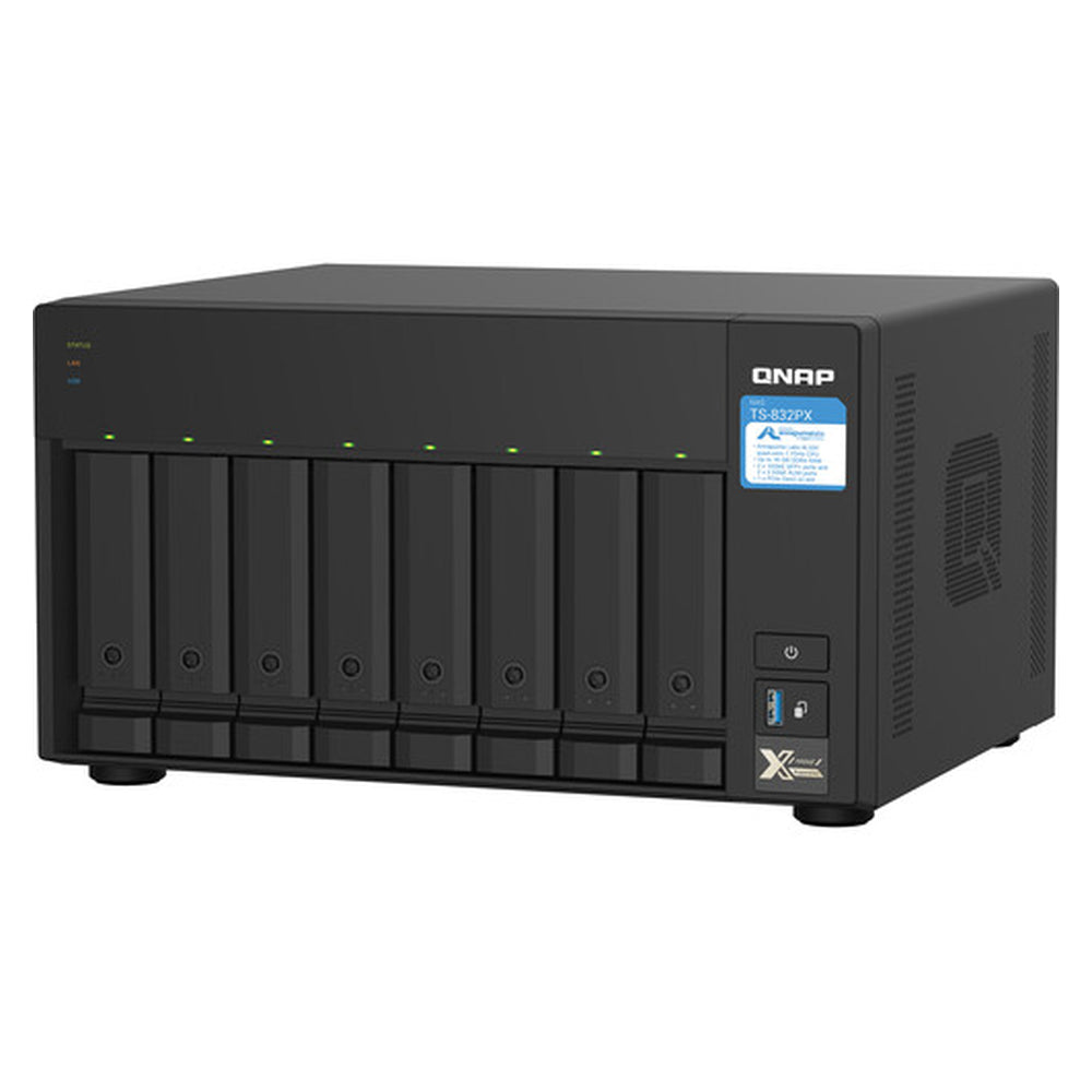 QNAP TS-832PX 8-Bay Tower NAS Box, Alpine AL324 Processor, 4GB DDR4 RAM, 2x 2.5GbE & 2x 10GbE SFP+ Ports, 1 Year Warranty | TS-832PX-4G