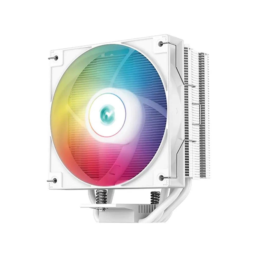 DeepCool AG400 Digital ARGB CPU Cooler, 4 Heatpipes, Real-Time Status Display, Supports Intel, AMD Sockets, White, 1 Year Warranty | R-AG400-WHADMN-G-1