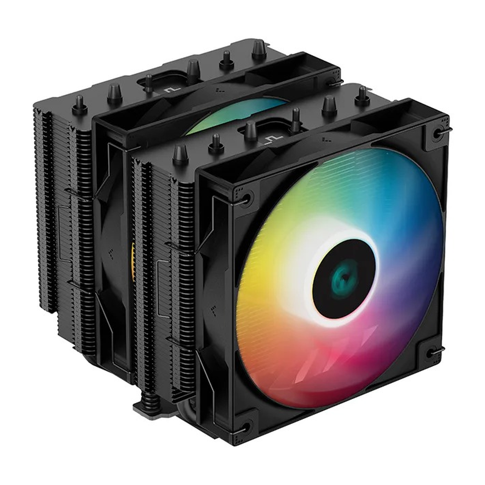 مبرد هوائي DeepCool AG620 BK ARGB، 6 أنابيب حرارية، مروحتين RGB، مطلي بالنيكل، يدعم مقابس Intel وAMD، أسود، ضمان لمدة سنة واحدة | R-AG620-BKANMN-G-2