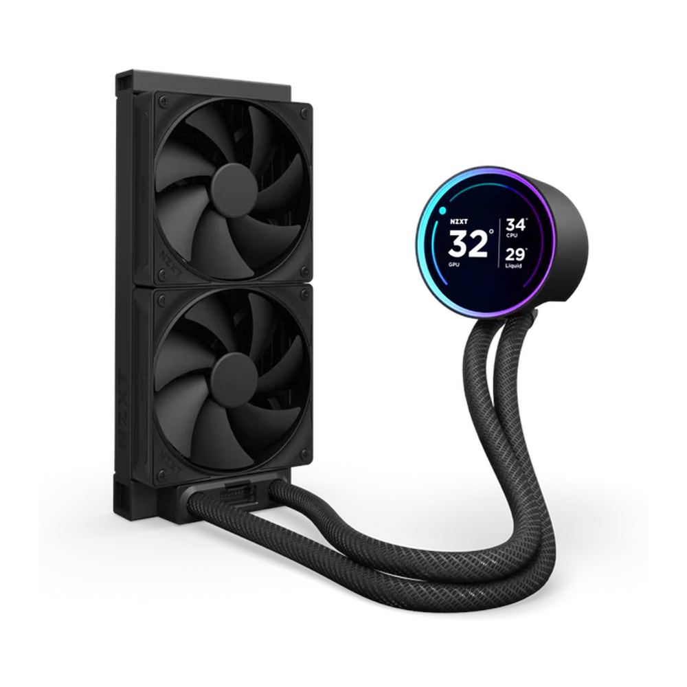 NZXT Kraken Elite 240 AIO Liquid Cooler, 2.72" IPS Display, Supports Intel, AMD Sockets, F120P Static Pressure Fans, Black, 1 Year Warranty | RL-KN24E-B1