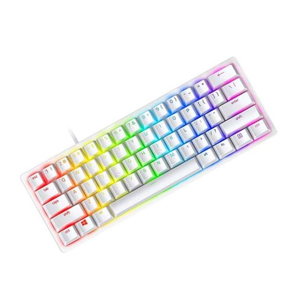 Razer Huntsman Mini 60% AR GB Mechanical Gaming Keyboard, USB Wired, Razer Clicky Optical Switches (Purple), Doubleshot PBT Keycaps, Anti-Ghosting with N Key Rollover, 1000Hz Polling Rate, Mercury (White), 1 Year Warranty | RZ03-03390300-R3M1
