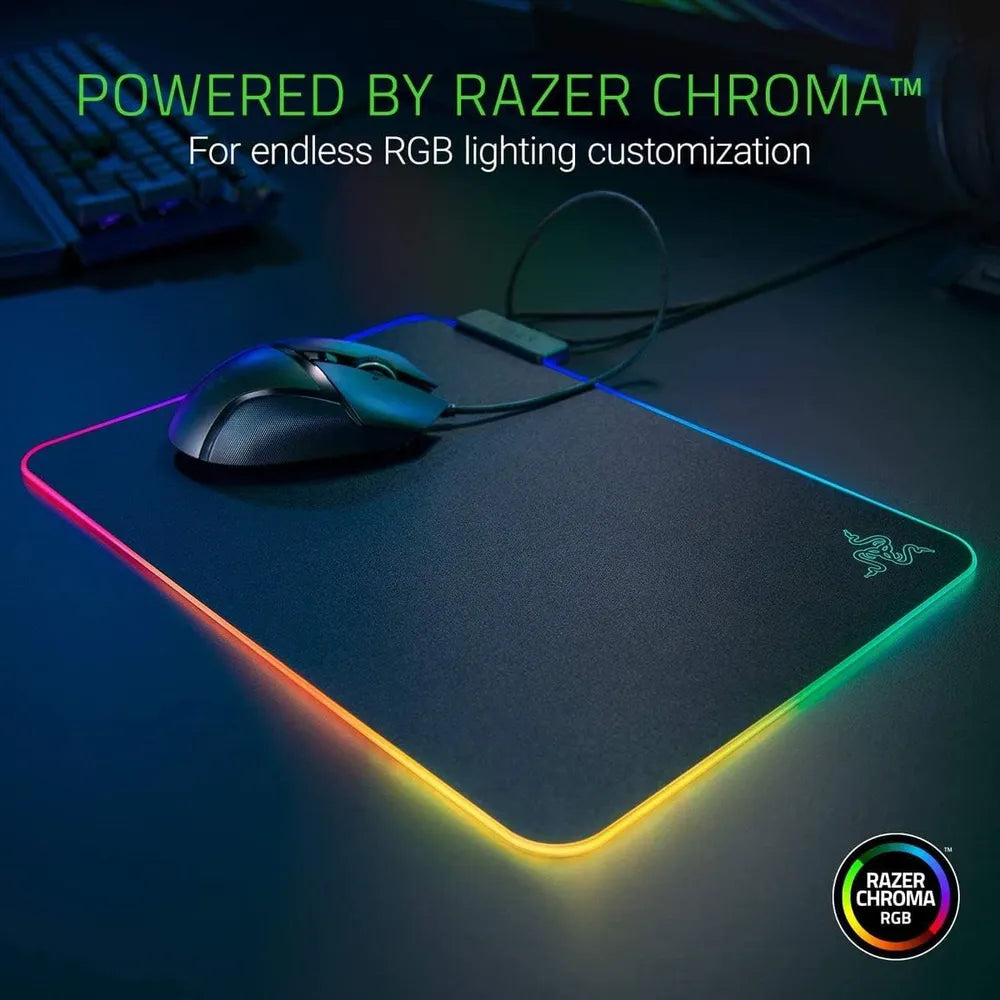 Razer Firefly Hard V2 RGB Gaming Mouse Pad, Large Size, Micro-Textured Hard Surface, Anti-Slip Base, Chroma RGB Lighting, Built-in Cable Management, Black, 1 Year Warranty | RZ02-03020100-R3M1