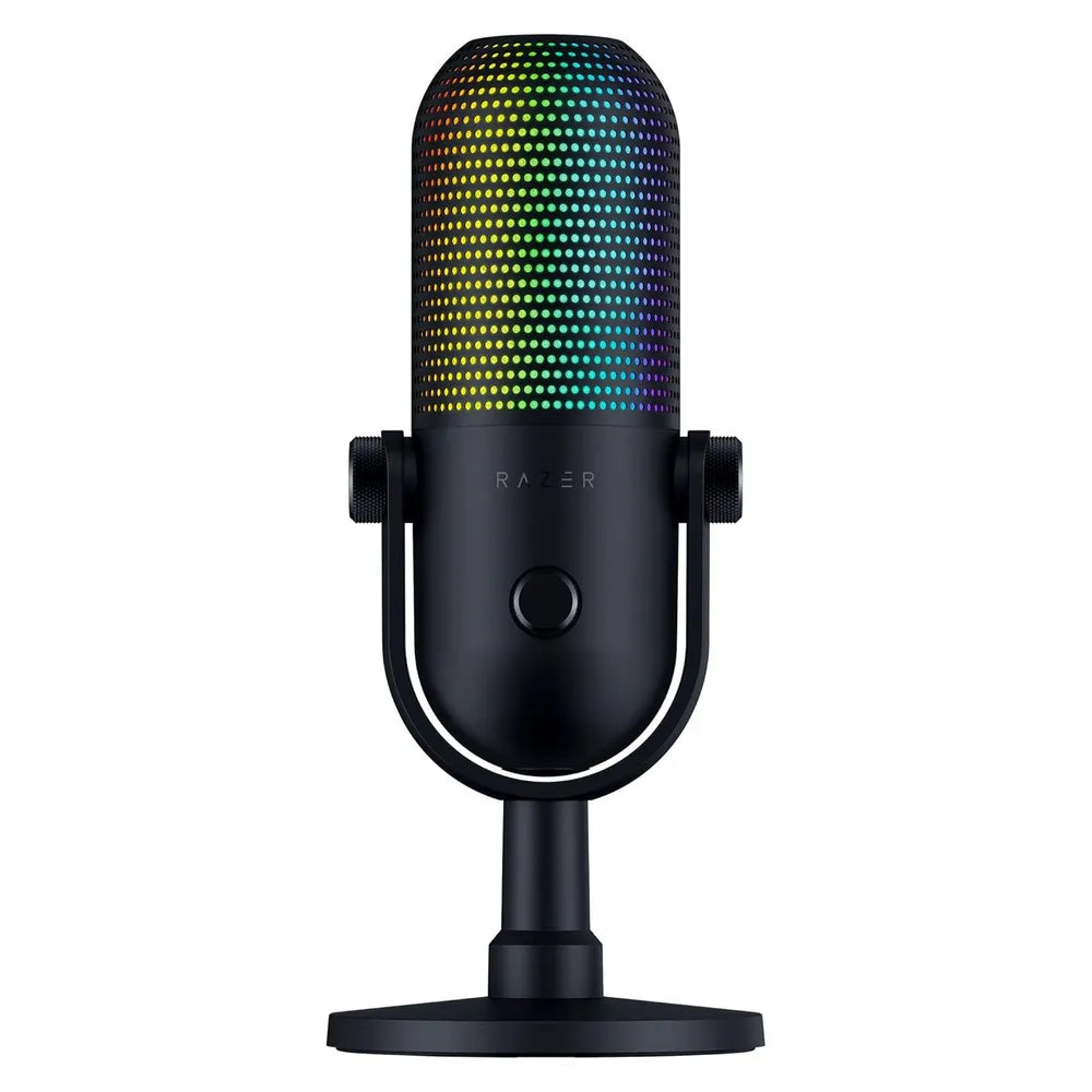 Razer Seiren V3 Chroma Condenser Microphone, Supercardioid Polar Pattern, Built-in Shock Absorber, Razer Chroma RGB, Touch-Sensitive Tap-to-Mute Button, Black, 1 Year Warranty | RZ19-05060100-R3M1