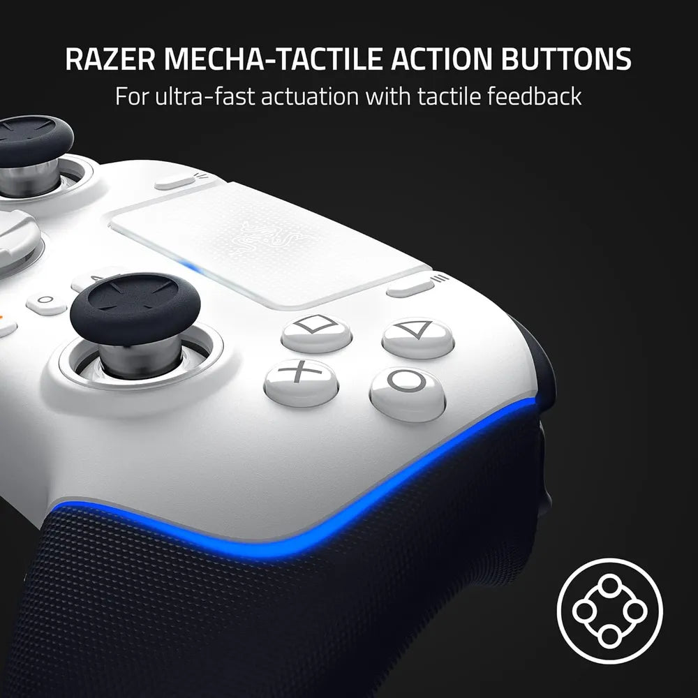 Razer Wolverine V2 Pro Wireless Gaming Controller, Mecha-Tactile Action Buttons, 8-Way Microswitch D-Pad, HyperTrigger, 6 Remapable Buttons, Up to 28 Hours Battery Life, Chroma RGB Lighting, Compatible With Playstation 5 & PC, White, 1 Year Warranty |