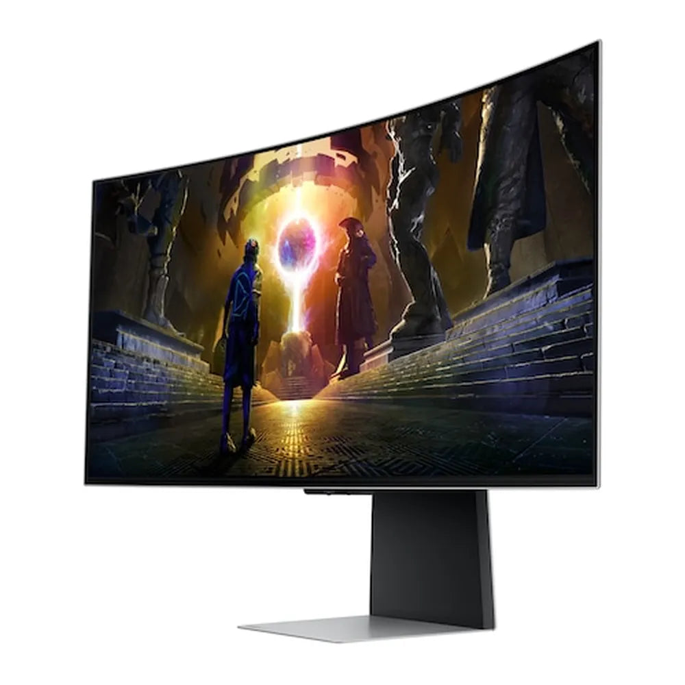 Samsung G8 Odyssey OLED Ultra Wide Curved Gaming Monitor, 34" UWQHD (3440 x 1440) Resolution, 175Hz, Anti-glare, 0.03 ms (GTG) Response Time, WiFi & Bluetooth, USB, HDMI, DisplayPort, Tilt/Pivot/Swivel/Height Adjustable Stand, FreeSync & G-Sync