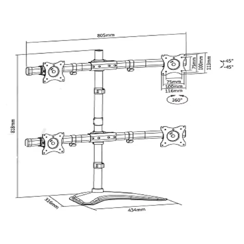 Skill-Tech-Quad-Monitor-Freestanding-Stand-SH-T048