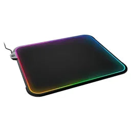 SteelSeries QCK PRISM Gaming Mouse Pad, Medium Size, Cloth Surface, Silicon Rubber Base, Micro-Woven Cloth for Maximum Control, 2-zone RGB Dynamic Illumination, Black, 1 Year Warranty | 63825