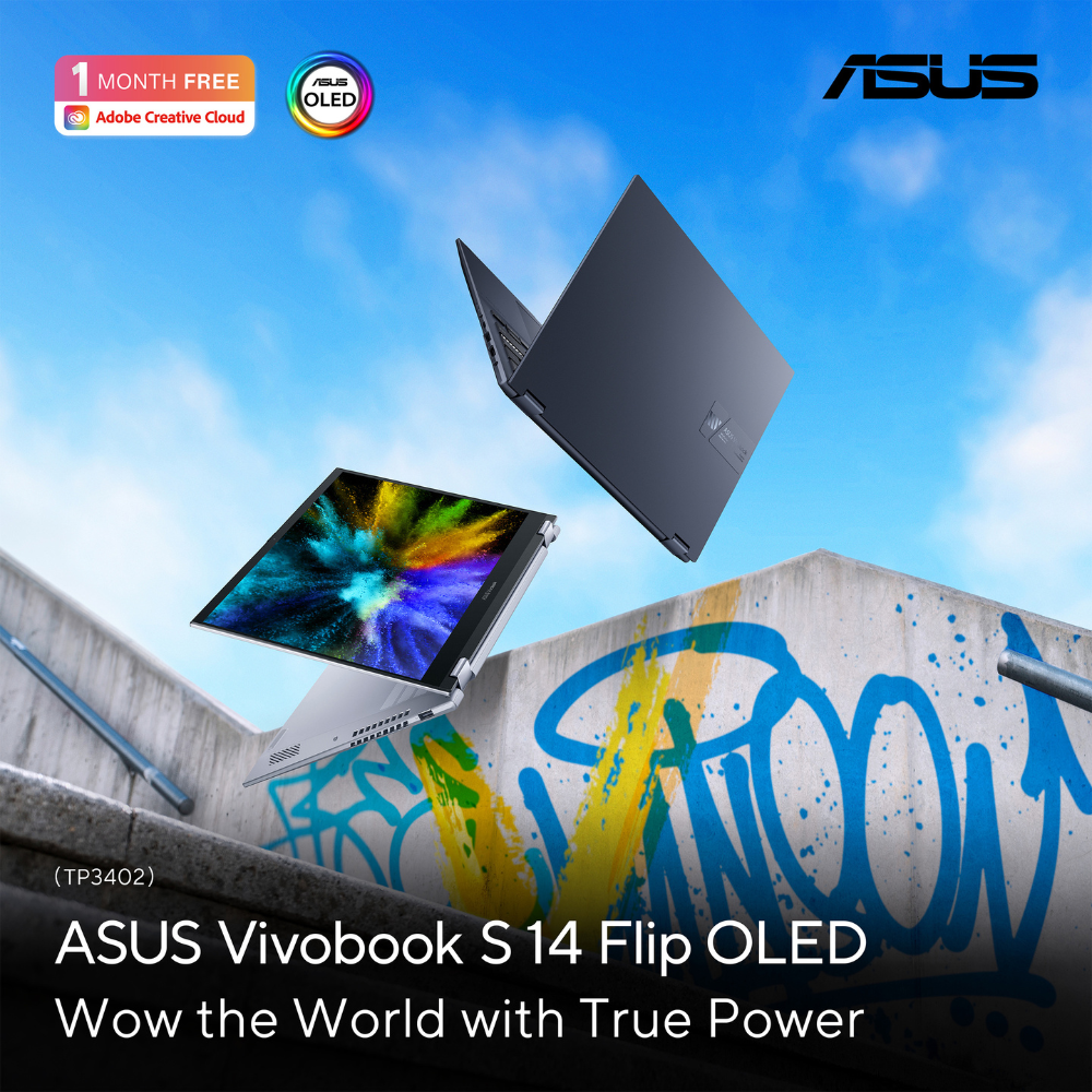 ASUS Vivobook S14 Flip Intel Core i5-13420H Processor, 16 GB RAM, 512 GB SSD, 14" WUXGA Touch Display, Windows 11 Home, English & Arabic Keyboard, 1 Year Warranty | TP3402VA-LZ669W