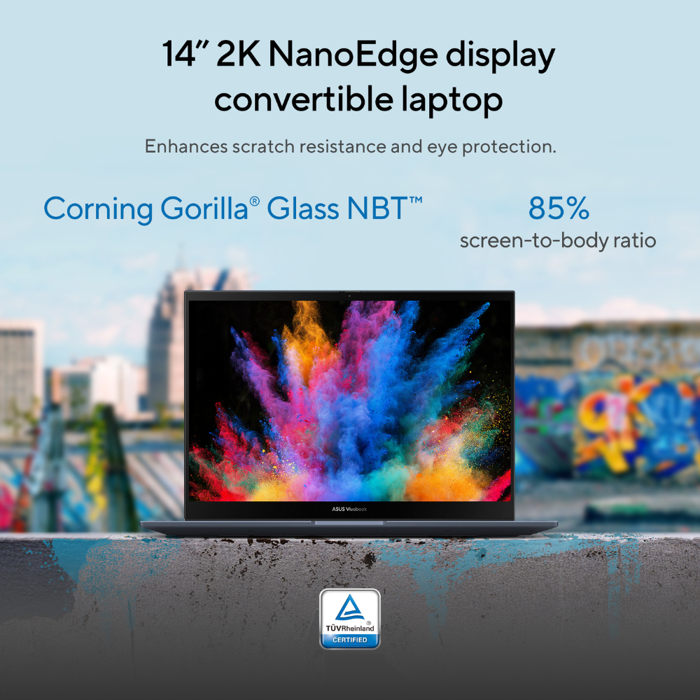 ASUS Vivobook S14 Flip Intel Core i5-13420H Processor, 16 GB RAM, 512 GB SSD, 14" WUXGA Touch Display, Windows 11 Home, English & Arabic Keyboard, 1 Year Warranty | TP3402VA-LZ669W