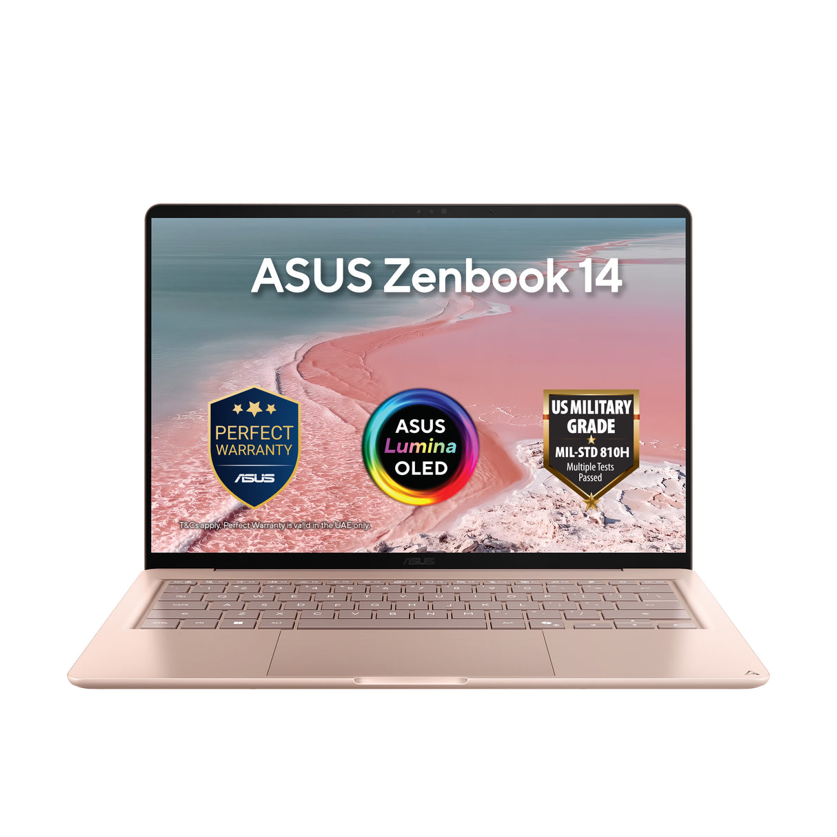 Asus Zenbook 14 UX3480AA Laptop, Intel Core Ultra 7 355 Processor, 16GB RAM, 512GB SSD, 14" FHD OLED Touch Display, Windows 11 Home, Backlit English & Arabic Keyboard, Komodo Coral, 1 Year Warranty | UX3480AA-TPOLEDU7