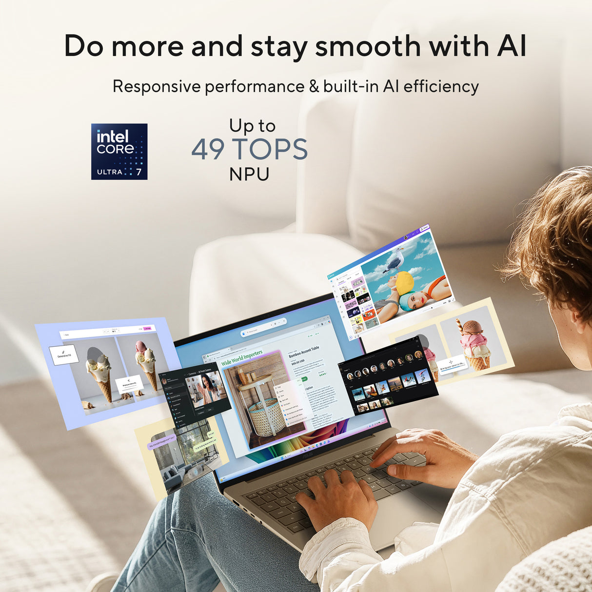Asus Zenbook 14 UX3480AA Laptop, Intel Core Ultra 7 355 Processor, 16GB RAM, 512GB SSD, 14" FHD OLED Touch Display, Windows 11 Home, Backlit English & Arabic Keyboard, Komodo Coral, 1 Year Warranty | UX3480AA-TPOLEDU7