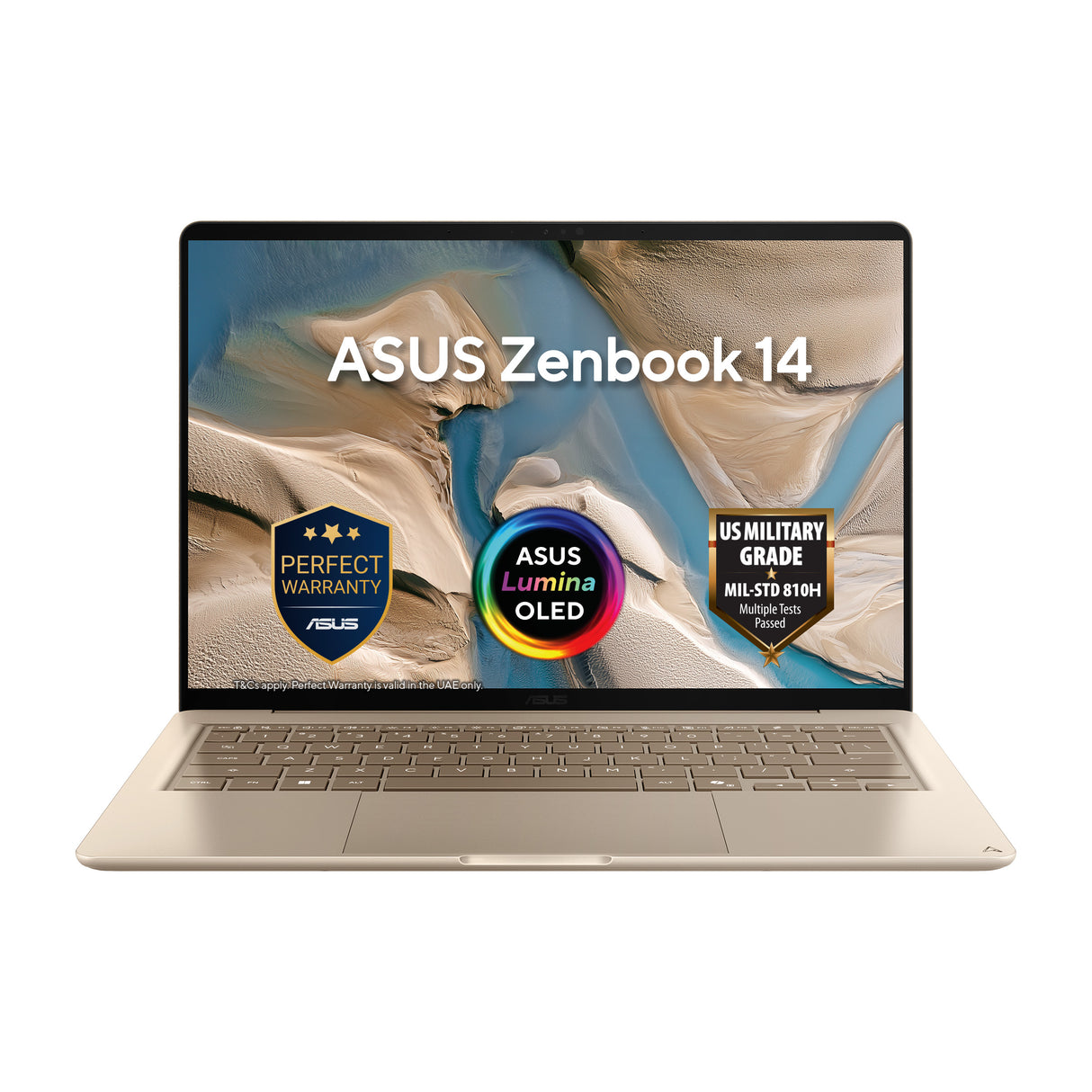 Asus Zenbook 14 UX3480QA Laptop, Snapdragon X X1 26 100 Processor, 8GB RAM, 512GB SSD, 14" WUXGA OLED Display, Windows 11 Home, Backlit English & Arabic Keyboard, Zabriskie Beige, 1 Year Warranty | UX3480QA-U1158W