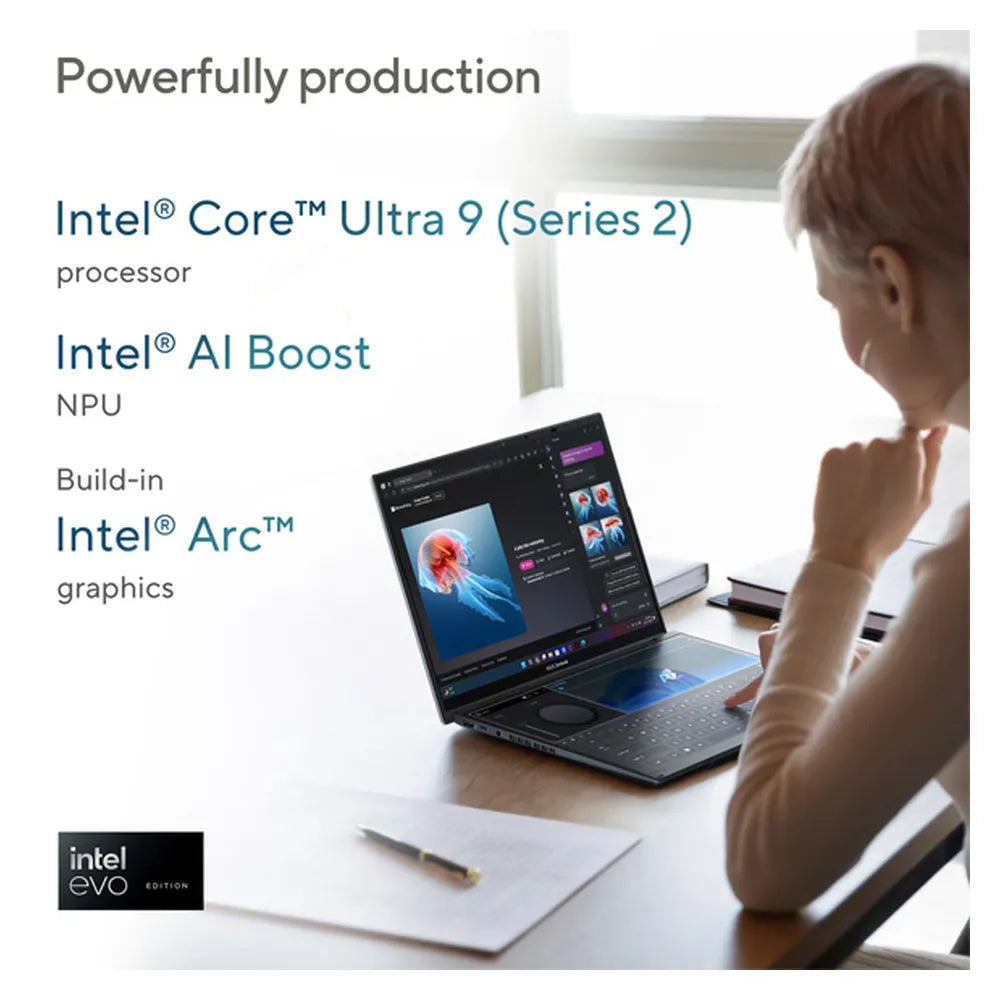 ASUS Zenbook Duo Intel Core Ultra 9 Processor, 32 GB RAM, 2TB PCIE G4 SSD, Intel Arc Graphics, WINDOW 11 HOME, 14", GRAY | UX8406CA-PZ005W