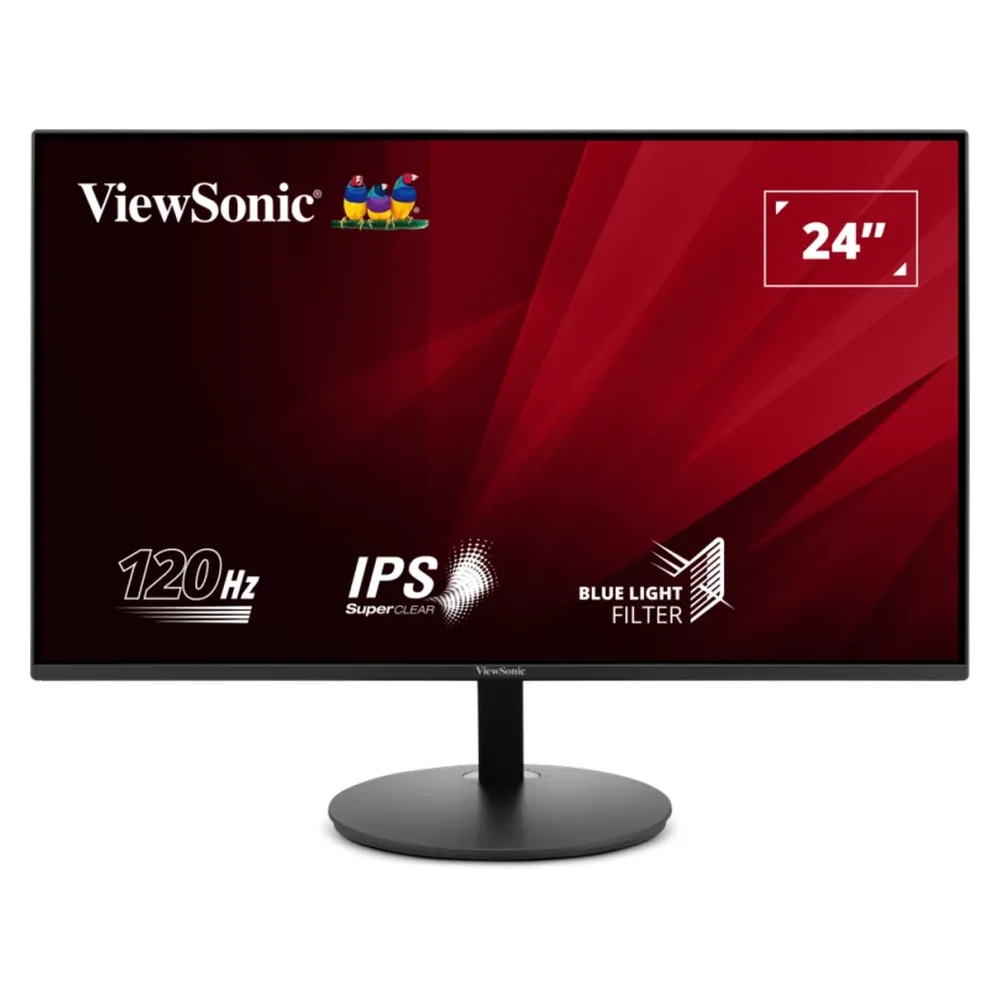 ViewSonic VA24E1-H Monitor, 24" FHD (1920 x 1080) Resolution, 120Hz, Anti-glare, 5ms (GtG) Response Time, HDMI, VGA, Tilt Adjustable Stand, Black, 3 Year Warranty | VA24E1-H