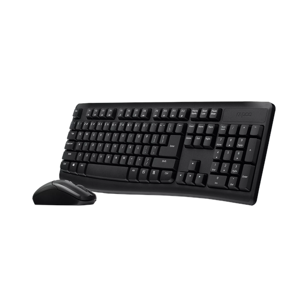 Rapoo X1800 Pro Wireless Keyboard & Mouse Combo, Wireless via USB-A Dongle, 100% Keyboard Layout, Spill-resistant design 1000 DPI Optical Mouse Sensor, Up to 12 months Battery Life, Black, 1 Year Warranty | 12002