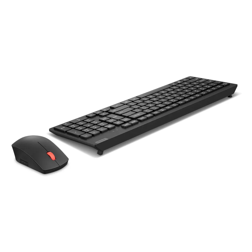 Lenovo Essential Gen2 Wireless English & Arabic Keyboard Keyboard & Mouse Combo, 100% Keyboard Layout, 1600 DPI Optical Tracking Mouse Sensor, 2-way Mouse Scroll, Black, 1 Year Warranty | 4X31N50748