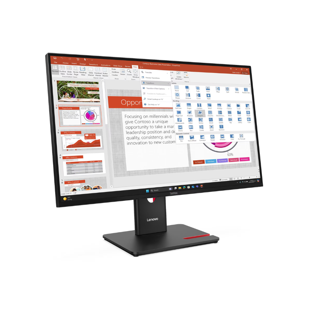 Lenovo ThinkVision T27-40 27" FHD (1920 x 1080) Monitor, Anti-glare, DP, HDMI, VGA, Height/Pivot/Swivel/Tilt Adjustable, 3 Year warranty | 64A5MAT6UK