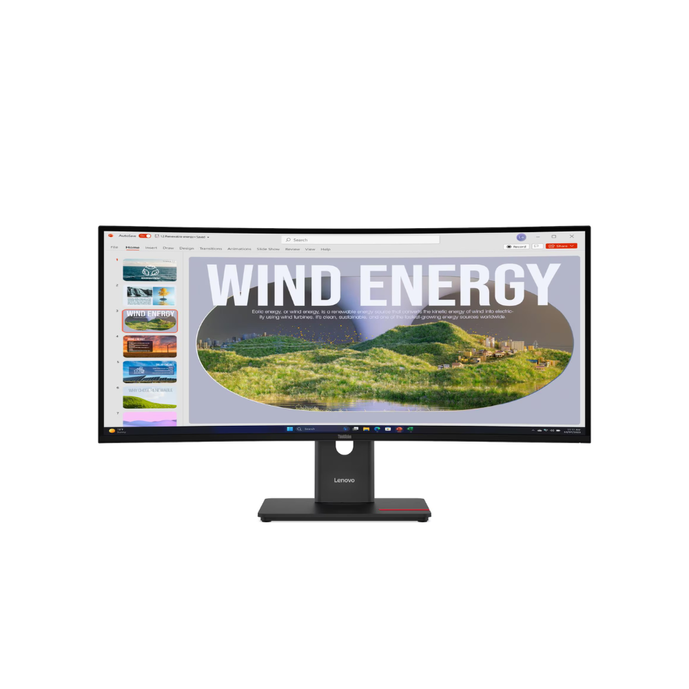 Lenovo ThinkVision T34WD-40 34" WQHD (3440x1440) Monitor, Anti-glare, DP, HDMI, USB-C, Height/Swivel/Tilt Adjustable, 3 Year warranty | 64AEGAT1UK