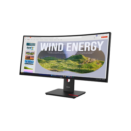 Lenovo ThinkVision T34WD-40 34" WQHD (3440x1440) Monitor, Anti-glare, DP, HDMI, USB-C, Height/Swivel/Tilt Adjustable, 3 Year warranty | 64AEGAT1UK