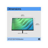 HP E27 G5 27" FHD(1920 x 1080) Monitor, Anti-glare, HDMI, DP, Tilt/Swivel/Pivot, Adjustable, 3 Year warranty | 6N4E2AS
