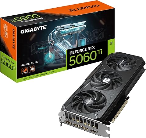 Gigabyte GAMING OC GeForce RTX 5060 Ti Graphics Card, GDDR7 16GB 128-bit Memory, HDMI 2.1b & DP 2.1b Outputs, PCI Express 5.0, 2647 MHz Core Clock, 28 Gbps Memory Clock, Triple RGB Windforce Hawk Fans, Dual BIOS, 1 Year Warranty | GV-N506TGAMINGOC-16GD