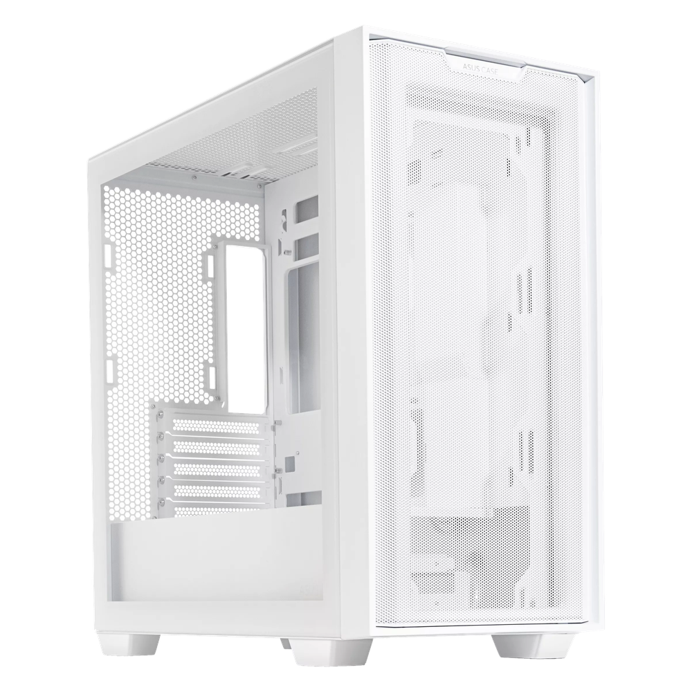 Asus A21 mATX PC Case, Tempered Glass Panel, 380mm GPU Support, USB 3.2 Gen 1, Ample Cable Management, White, 1 Year Warranty | 90DC00H3-B09010