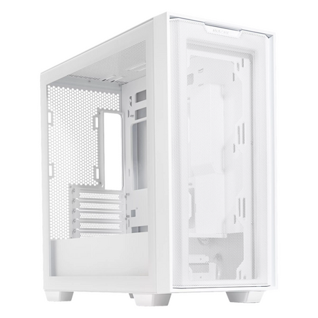 Asus A21 mATX PC Case, Tempered Glass Panel, 380mm GPU Support, USB 3.2 Gen 1, Ample Cable Management, White, 1 Year Warranty | 90DC00H3-B09010