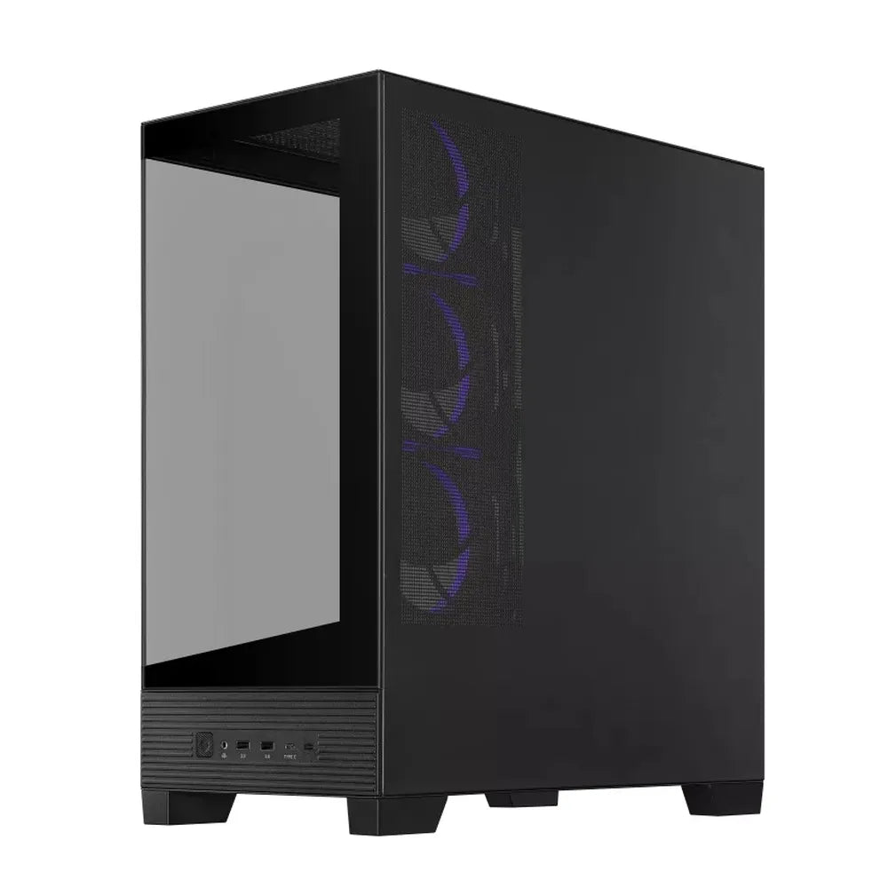 Asus A31 PLUS Mid Tower-ATX PC Case, Tempered Glass Side & Front Panel, 380mm GPU Support, 4 x 120 mm AR GB Fans, USB 3.2 Gen 2, Ample Cable Management, Black, 1 Year Warranty | 90DC00R0-B19000