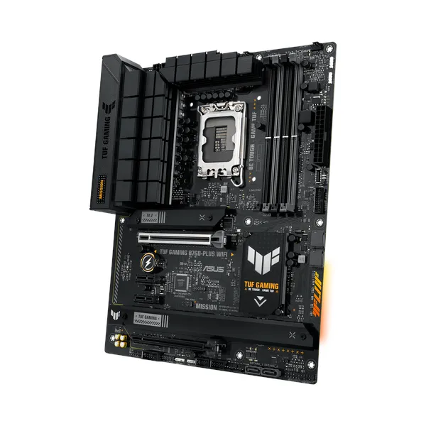 Asus TUF GAMING B760-PLUS WiFi Motherboard, LGA 1700 Socket, ATX Form Factor, DDR5 Ram, PCIe 5.0 With SafeSlot Core+, Wi-Fi 6, Bluetooth v5.2, HDMI, DisplayPort, Realtek 2.5 GB Ethernet With TUF LANGuard, Aura Sync, 1 Year Warranty | 90MB1ER0-M0EAY0