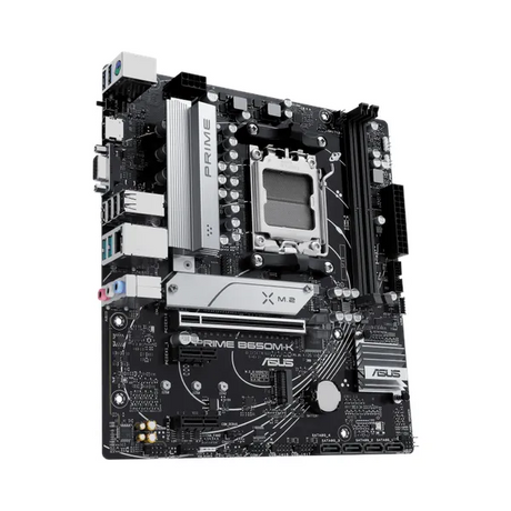 Asus PRIME B650M-K Motherboard, AM5 Socket, micro-ATX Form Factor, DDR5 Ram, PCIe 4.0, USB 3.2 Gen 2, HDMI, VGA, Realtek 2.5 GB Ethernet, Asus 5X Protection III, Aura Sync, 1 Year Warranty | 90MB1F60-M0EAY0