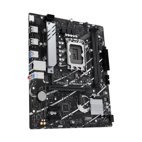 Asus PRIME B760M-R D4 Motherboard, LGA 1700 Socket, micro-ATX Form Factor, DDR4 Ram, PCIe 4.0, USB 5 GBps, HDMI 2.1, Realtek 2.5 GB Ethernet, Asus 5X Protection III, Aura Sync R GB Lighting, 1 Year Warranty | 90MB1HA0-M0EAY0