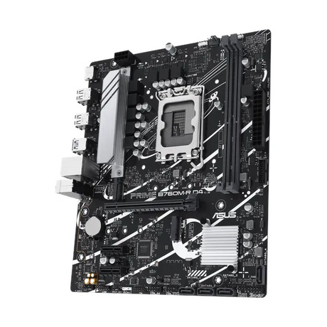 Asus PRIME B760M-R D4 Motherboard, LGA 1700 Socket, micro-ATX Form Factor, DDR4 Ram, PCIe 4.0, USB 5 GBps, HDMI 2.1, Realtek 2.5 GB Ethernet, Asus 5X Protection III, Aura Sync R GB Lighting, 1 Year Warranty | 90MB1HA0-M0EAY0