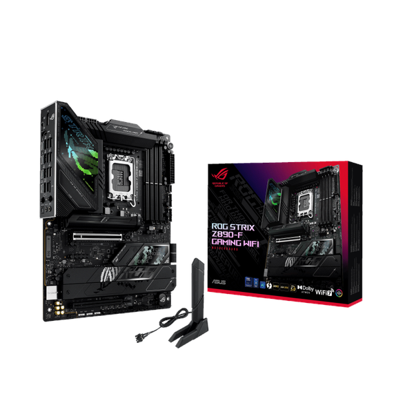 Asus ROG STRIX Z890-F GAMING WiFi Motherboard, LGA 1851 Socket, ATX Form Factor, DDR5 Ram, PCIe 5.0 With SafeSlot Core+, Wi-Fi 7, Bluetooth v5.4, HDMI, DisplayPort, Thunderbolt 4, Intel 2.5 GB Ethernet With Asus LANGuard, Aura Sync, 1 Year Warranty |