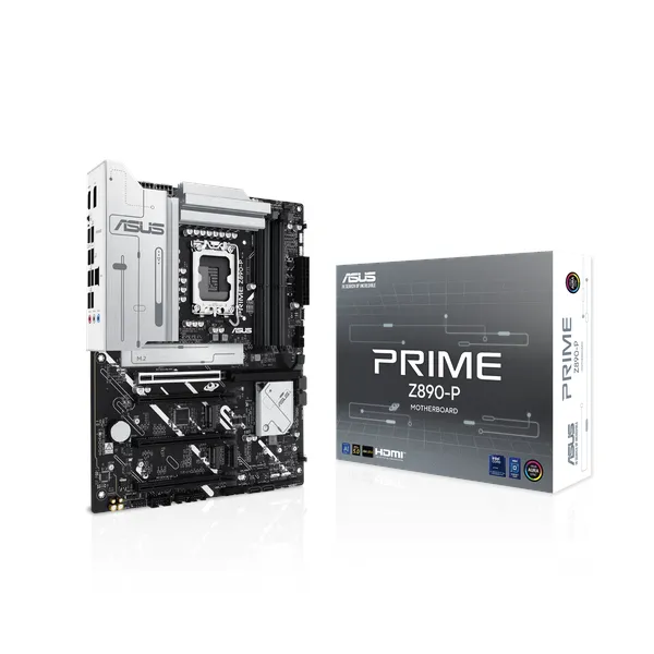 Asus PRIME Z890-P Motherboard, LGA 1851 Socket, ATX Form Factor, DDR5 Ram, PCIe 5.0 With SafeSlot Core+, USB 20 GBps, HDMI, DisplayPort, Realtek 2.5 GB Ethernet With Asus LANGuard, Aura Sync, 1 Year Warranty | 90MB1I50-M0EAY0