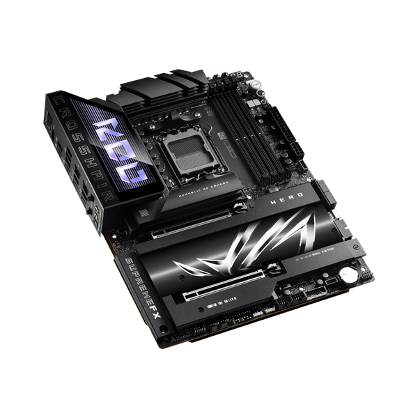 Asus ROG CROSSHAIR X870E HERO WiFi Motherboard, AM5 Socket, ATX Form Factor, DDR5 Ram, PCIe 5.0 With SafeSlot Core+, Wi-Fi 7 & Bluetooth v5.4, USB 40 GBps, HDMI, Thunderbolt4, Realtek 5 GB Ethernet/Intel 2.5 GB Ethernet With Asus LANGuard, Aura Sync, 1