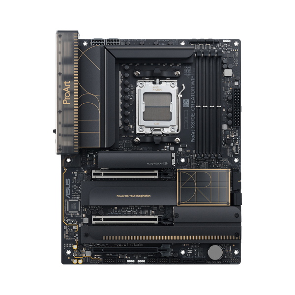 Asus ProArt X870E-CREATOR WiFi Motherboard, AM5 Socket, ATX Form Factor, DDR5 Ram, PCIe 5.0 With SafeSlot Core+, Wi-Fi 7 & Bluetooth v5.4, USB 40 GBps, HDMI, Thunderbolt4, Marvell AQtion 10 GB/Intel 2.5 GB Ethernet With Asus LANGuard, Aura Sync, 1 Year