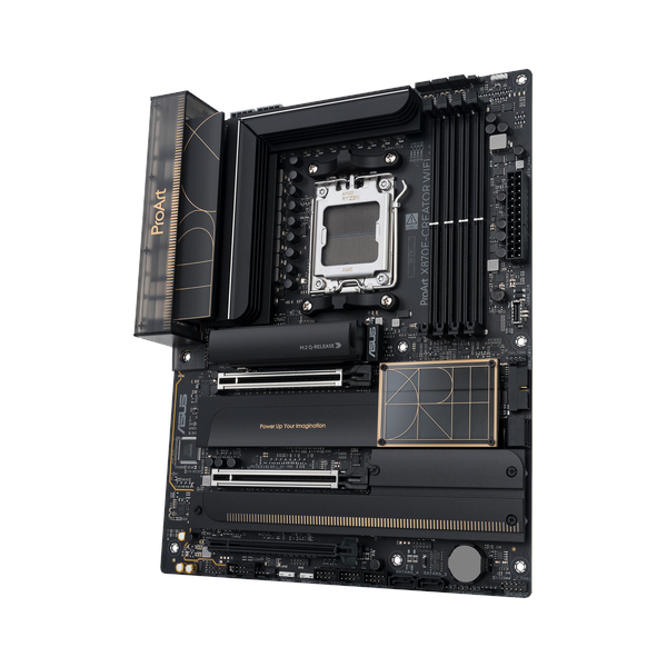 Asus ProArt X870E-CREATOR WiFi Motherboard, AM5 Socket, ATX Form Factor, DDR5 Ram, PCIe 5.0 With SafeSlot Core+, Wi-Fi 7 & Bluetooth v5.4, USB 40 GBps, HDMI, Thunderbolt4, Marvell AQtion 10 GB/Intel 2.5 GB Ethernet With Asus LANGuard, Aura Sync, 1 Year
