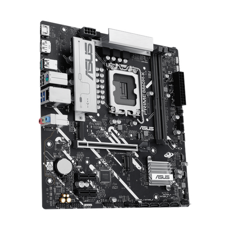 Asus PRIME B860M-K Motherboard, LGA 1851 Socket, micro-ATX Form Factor, DDR5 Ram, PCIe 4.0 With SafeSlot Core+, USB 10 GBps, HDMI, DisplayPort, Realtek 2.5 GB Ethernet With Asus LANGuard, Aura Sync, 1 Year Warranty | 90MB1JT0-M0EAY0