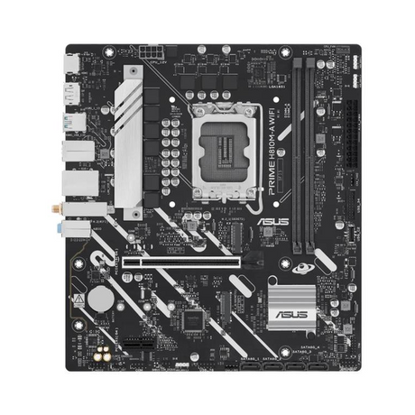 Asus PRIME H810M-A WiFi Motherboard, LGA 1851 Socket, micro-ATX Form Factor, DDR5 Ram, PCIe 4.0 With SafeSlot Core+, USB 5 GBps, HDMI, DisplayPort, WiFi 6, Realtek 1 GB Ethernet With Asus LANGuard, Aura Sync, 1 Year Warranty | 90MB1KJ0-M0EAY0