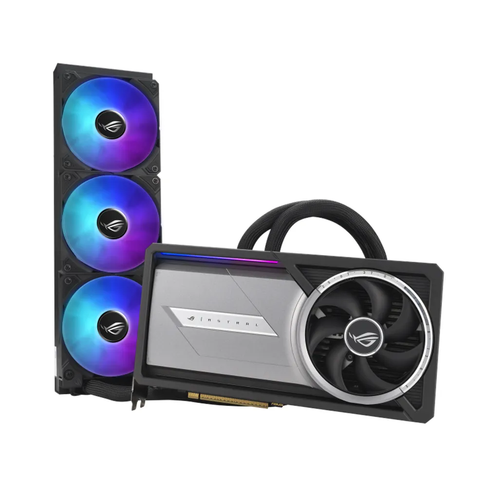Asus ROG ASTRAL Liquid Cooled GeForce RTX 5090 OC Edition AR GB Graphics Card, GDDR7 32 GB 512-bit Memory, HDMI 2.1b & DP 2.1b Outputs, PCI Express 5.0, 2610 MHz Core Clock, 28  GBps Memory Clock, 360mm Radiator, 1 Year Warranty | 90YV0LW2-M0NA00