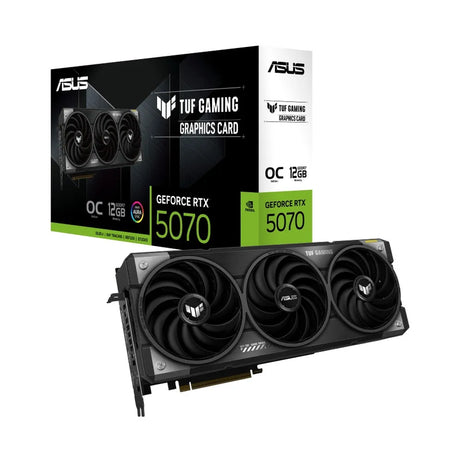 Asus TUF Gaming GeForce RTX 5070 OC Edition AR GB Graphics Card, GDDR7 12 GB 512-bit Memory, HDMI 2.1b & DP 2.1b Outputs, PCI Express 5.0, 2685 MHz Core Clock, 28  GBps Memory Clock, 1 Year Warranty | 90YV0LZ0-M0NA00