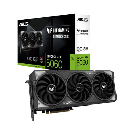 Asus TUF Gaming GeForce RTX 5060 OC Edition Graphics Card, GDDR7 8 GB 128-bit Memory, HDMI 2.1b & DP 2.1b Outputs, PCI Express 5.0, 2677 MHz Core Clock, 28  GBps Memory Clock, 1 Year Warranty | 90YV0N00-M0NA00