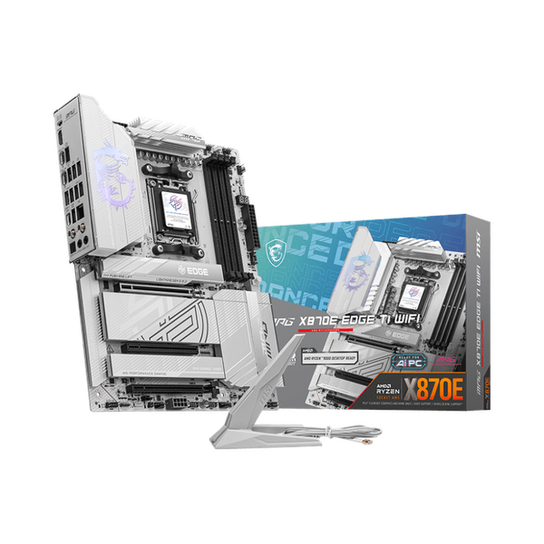 Msi MPG X870E EDGE TI WiFi Motherboard, AM5 Socket, ATX Form Factor, DDR5 Ram, PCIe 5.0, Wi-Fi 7 Solution, Bluetooth 5.4, USB 40 GBps, HDMI 2.1, Type-C Display Port, Realtek 5 GBps LAN, EZ M.2 Shield Frozr II, 1 Year Warranty | 911-7E59-001