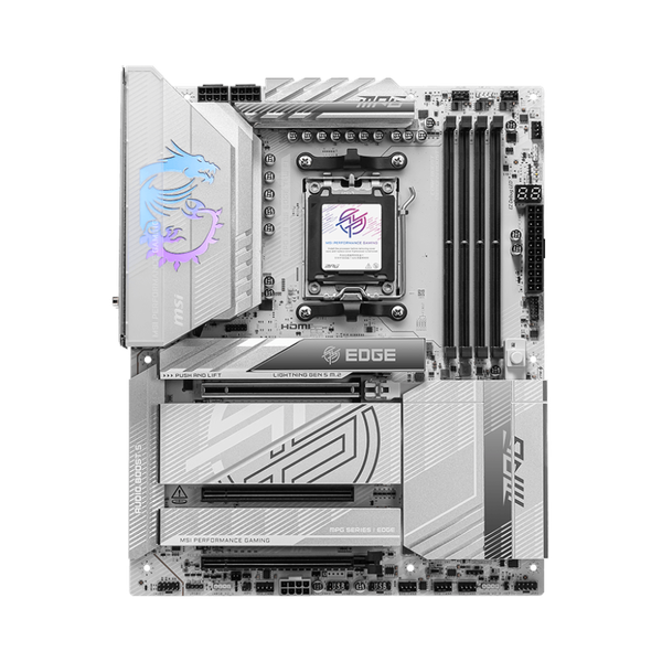 Msi MPG X870E EDGE TI WiFi Motherboard, AM5 Socket, ATX Form Factor, DDR5 Ram, PCIe 5.0, Wi-Fi 7 Solution, Bluetooth 5.4, USB 40 GBps, HDMI 2.1, Type-C Display Port, Realtek 5 GBps LAN, EZ M.2 Shield Frozr II, 1 Year Warranty | 911-7E59-001