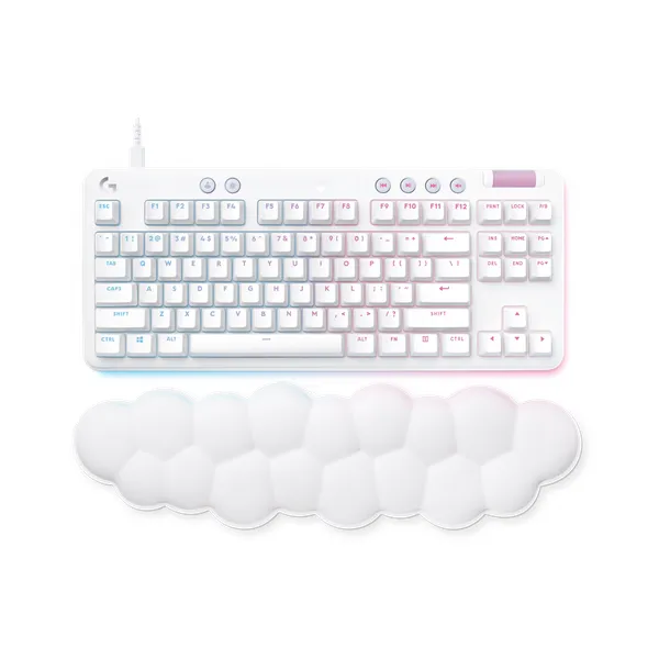 Logitech G713 80% AR GB Mechanical Gaming Keyboard, Cloud-Soft Palm Rest, Tactile Keys, Wired Detachable Cable, White, 1 Year Warranty | 920-010422